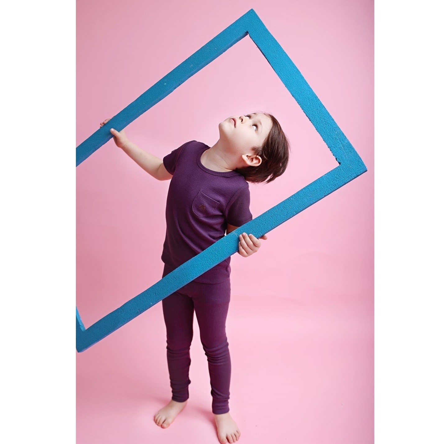 Adelie's Organik Pamuklu Fitilli T-Shirt ve Tayt Takım Mor
