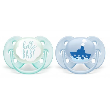 Avent Ultra Soft Desenli Emzik İkili 0-6 Ay Mavi Orjinal