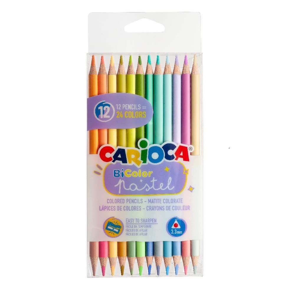 Carioca Çift Taraflı Kuru Boya Kalemi Pastel Renkler 12 Adet (24 Renk) 