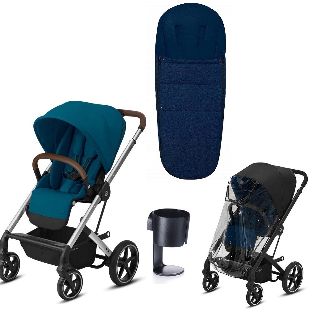 Cybex Balios S Lux Silver River Blue+Yağmurluk+Bardaklık+Tulum 
