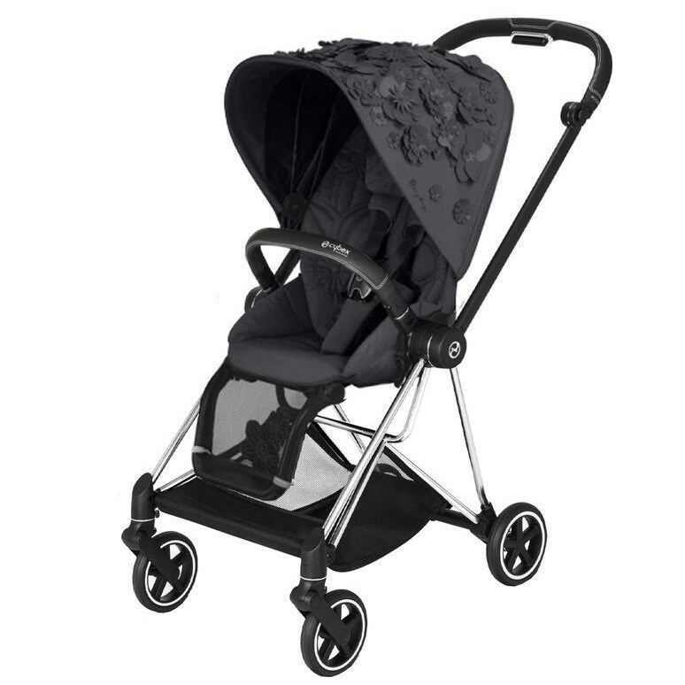 Cybex Mios Bebek Arabası Chrome Black Simply Flowers Grey Özel Seri 