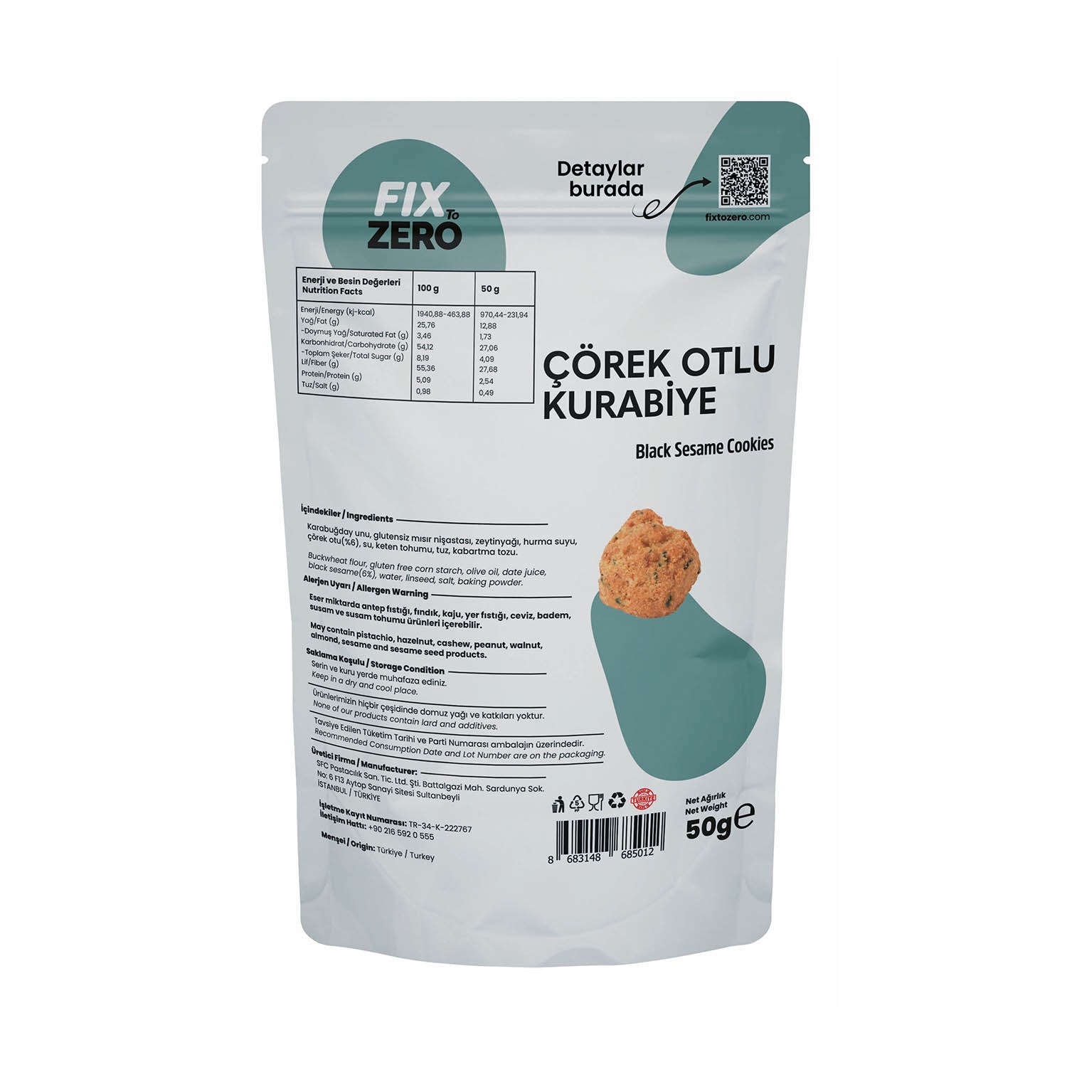 Fix To Zero Çörek Otlu Kurabiye 50 gr 