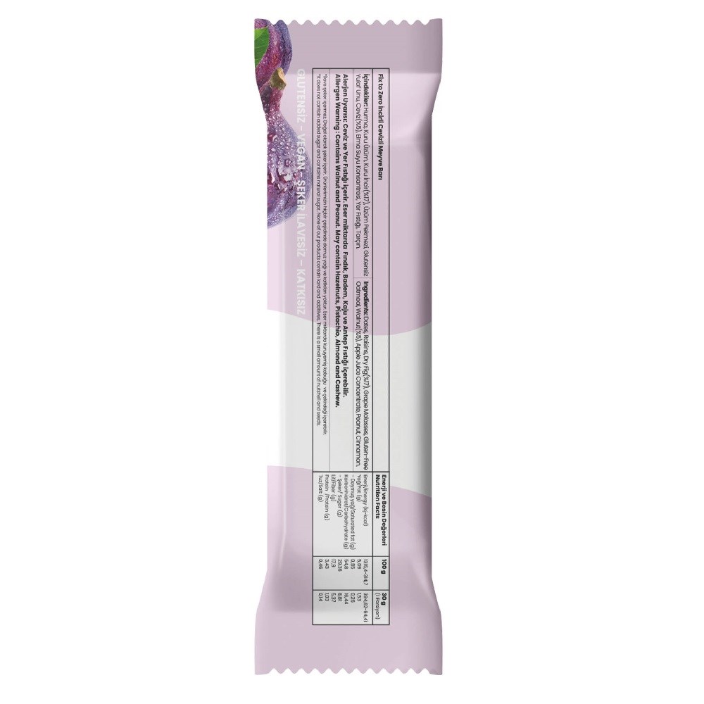 Fix To Zero İncirli Cevizli Meyve Barı 30 gr 