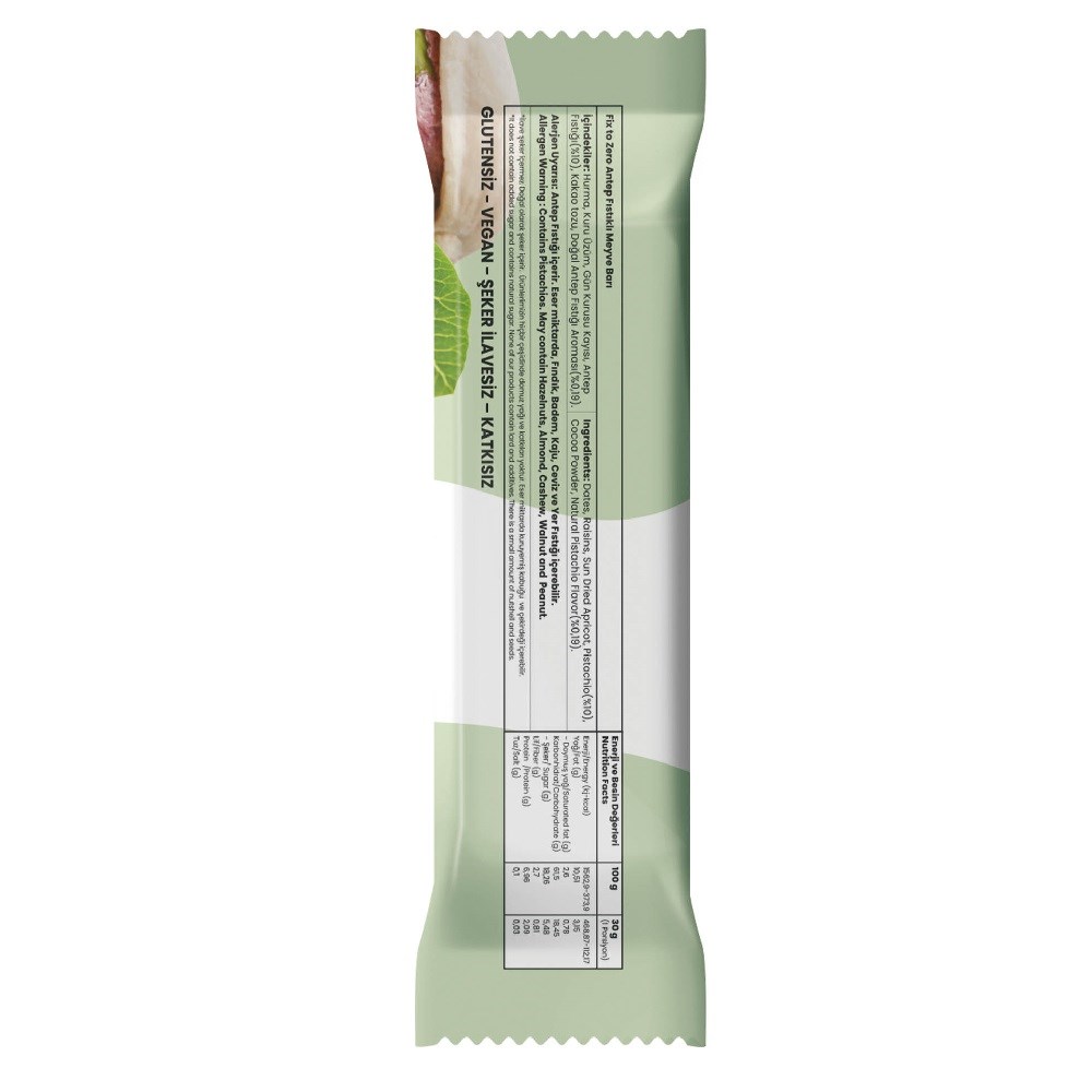Fix To Zero Antep Fıstıklı Meyve Barı 30 gr 