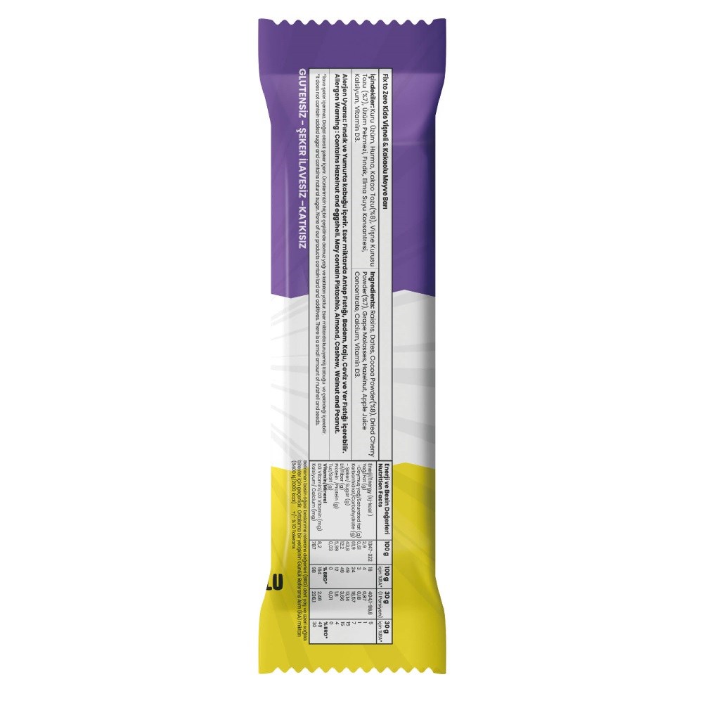 Fix To Zero Vişneli ve Kakaolu Meyve Barı 30 gr 