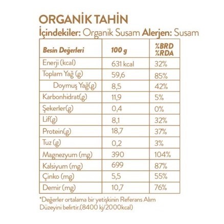 Güzel Gıda Organik Tahin Yerli Susam Glutensiz 220 gr 
