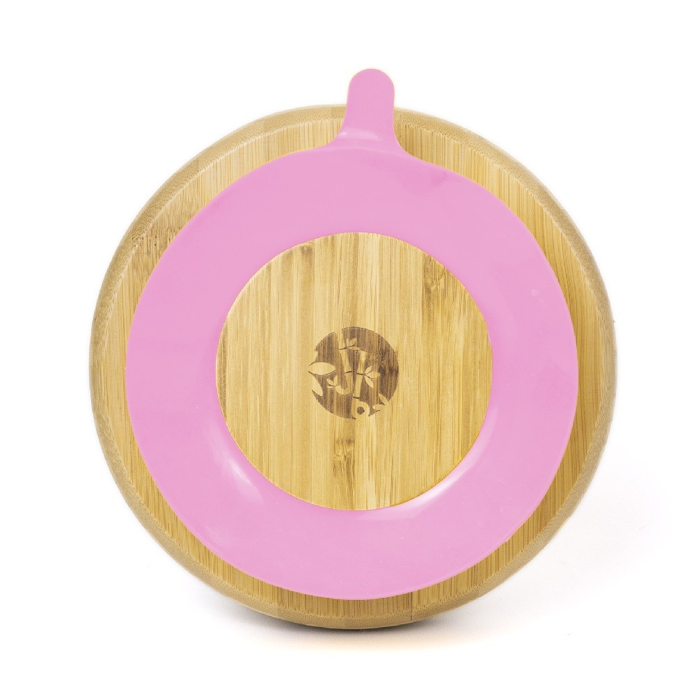 Jellyboon Bambu Yuvarlak Vakumlu Tabak - Pembe 