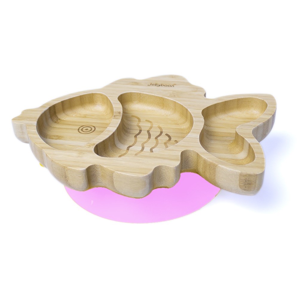 Jellyboon Bambu Balık Vakumlu Tabak - Pembe 