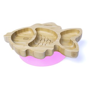 Jellyboon Bambu Balık Vakumlu Tabak - Pembe