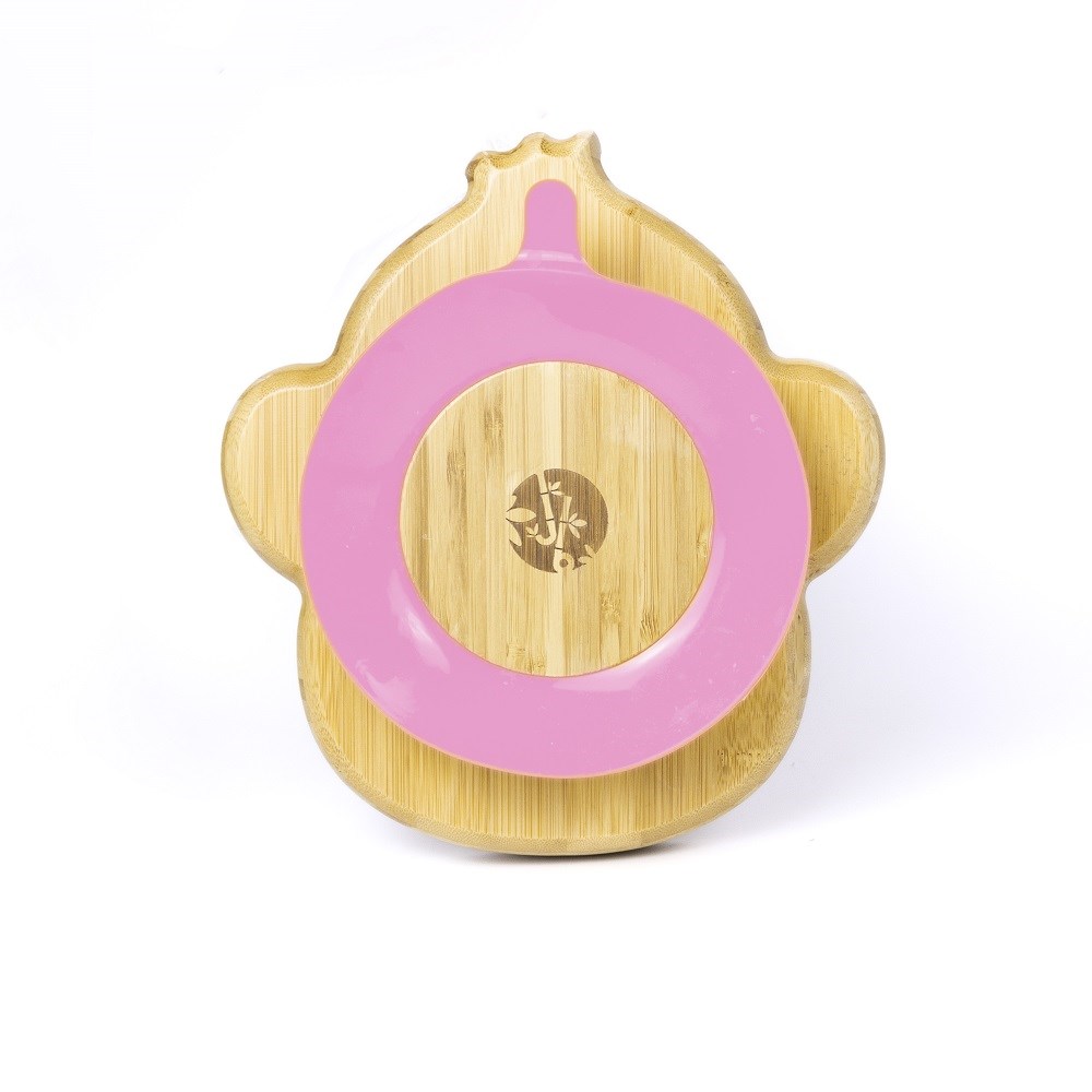 Jellyboon Bambu Maymun Vakumlu Tabak - Pembe 