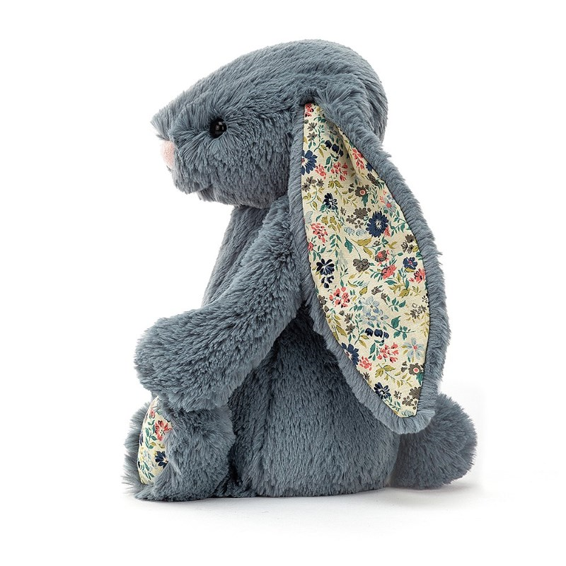 Jellycat Bashful Çiçekli Koyu Mavi Tavşan Medium Uyku Arkadaşım Orjinal
