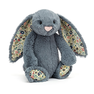 Jellycat Bashful Çiçekli Koyu Mavi Tavşan Medium Uyku Arkadaşım
