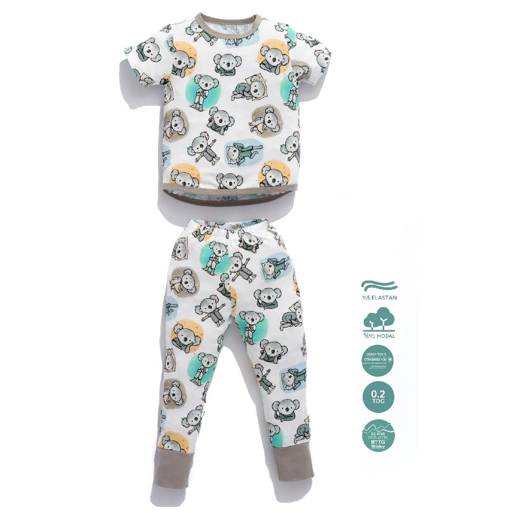Kidzee Koala Kısa Kollu Pijama Takımı 0.2 Tog Beyaz