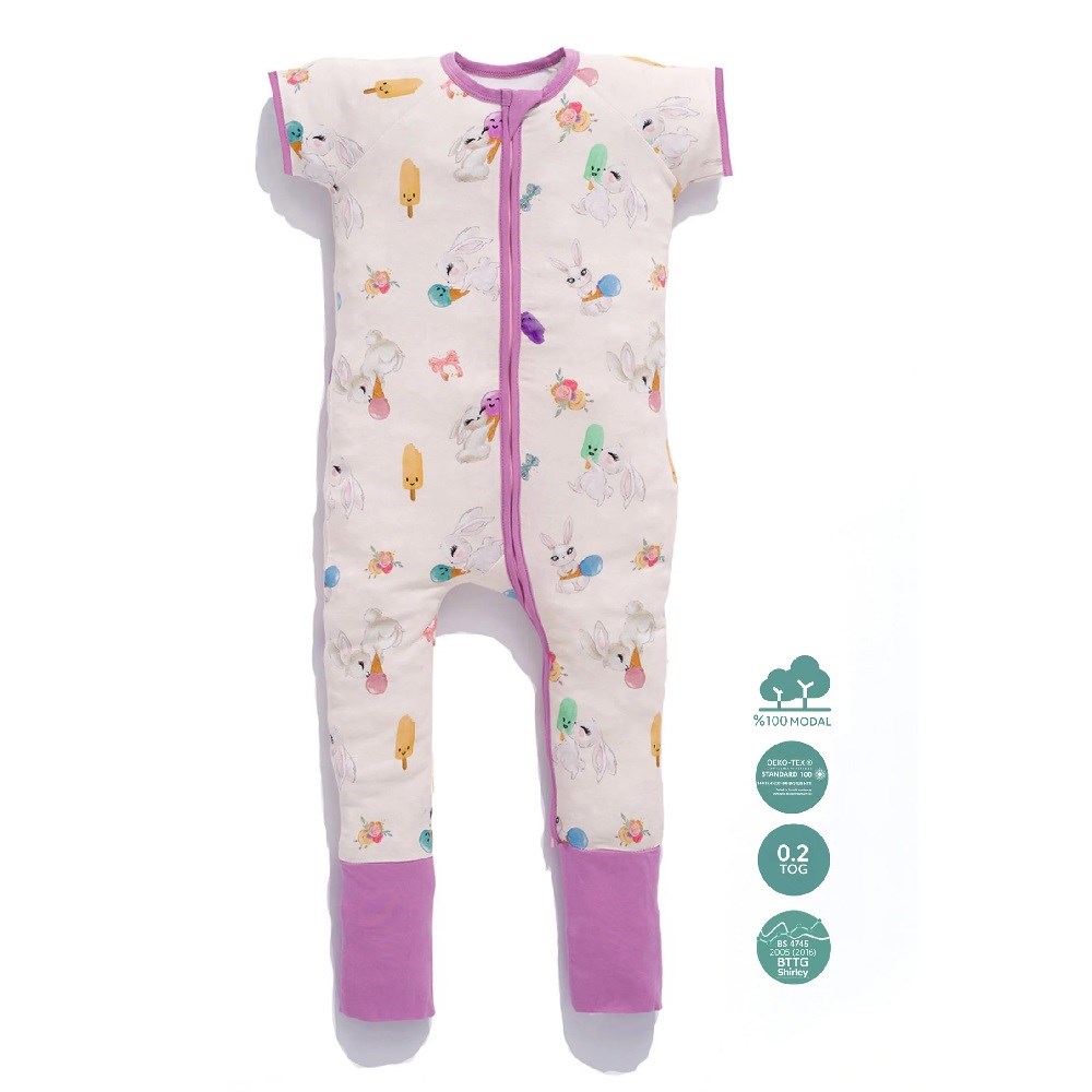 Kidzee Bonny Zee-Suit  Kısa Kollu Patikli Uzun Tulum 0.2 Tog Mor