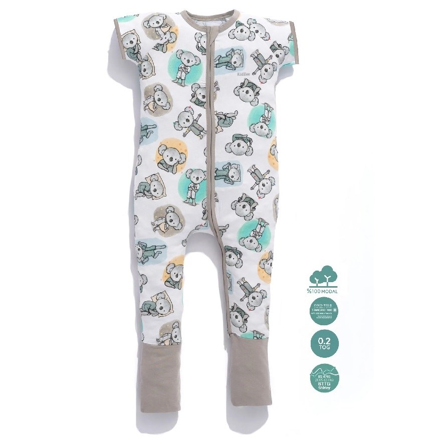 Kidzee Koala Zee-Suit  Kısa Kollu Patikli Uzun Tulum 0.2 Tog Gri