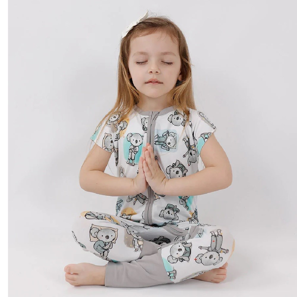 Kidzee Koala Zee-Suit  Kısa Kollu Patikli Uzun Tulum 0.2 Tog Gri