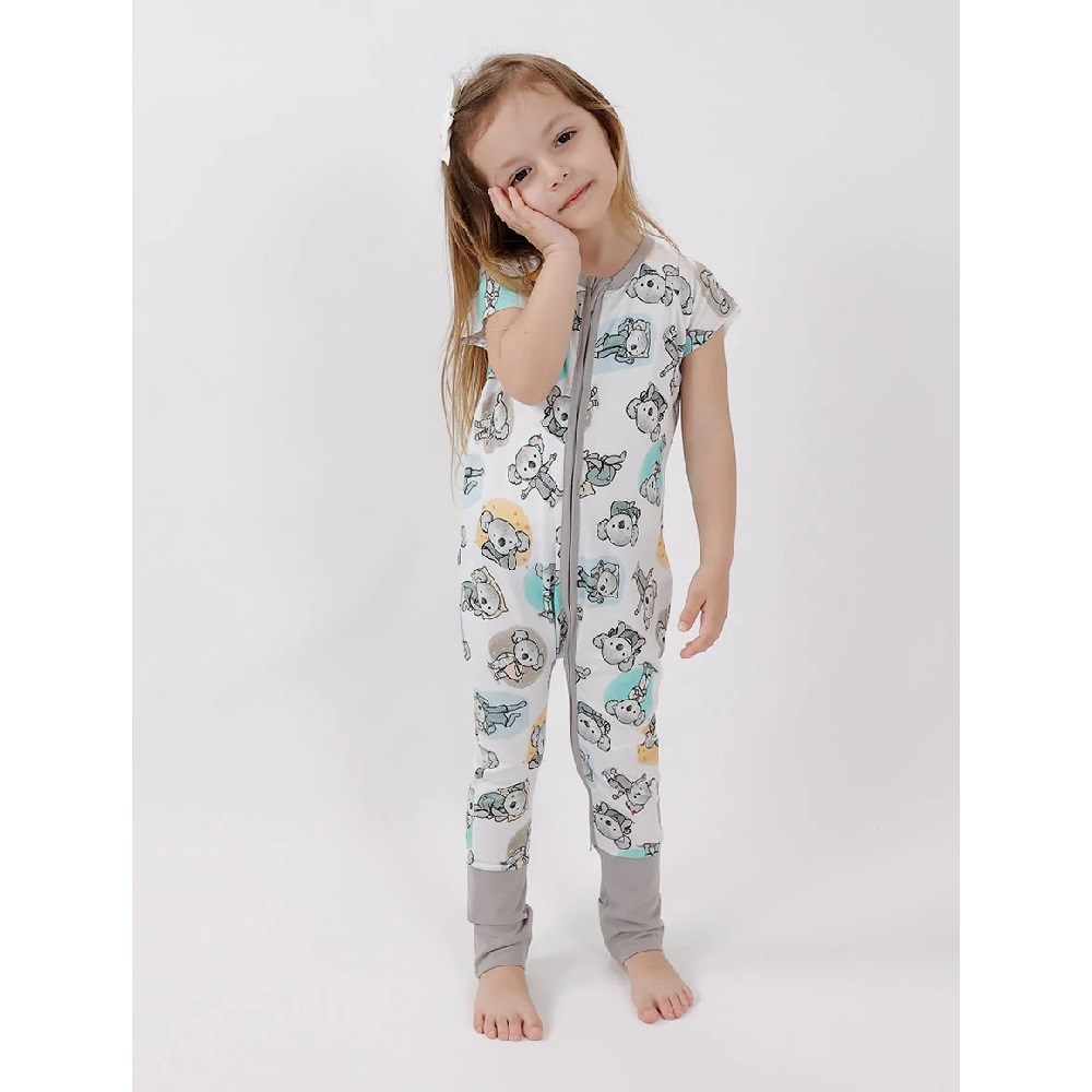 Kidzee Koala Zee-Suit  Kısa Kollu Patikli Uzun Tulum 0.2 Tog Gri