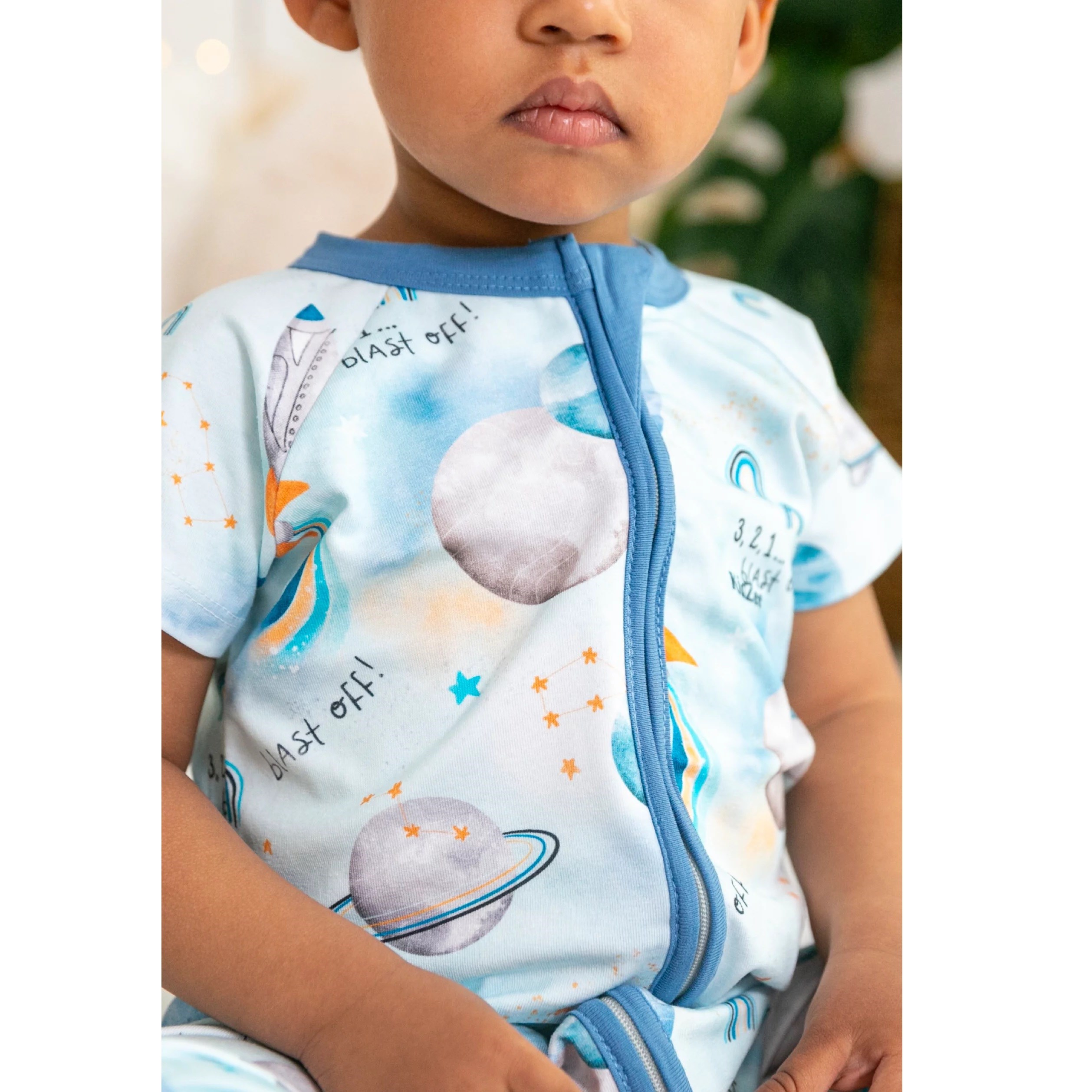Kidzee Blast Off Zee-Suit Kısa Kollu Patikli Uzun Tulum 0.5 Tog Mavi