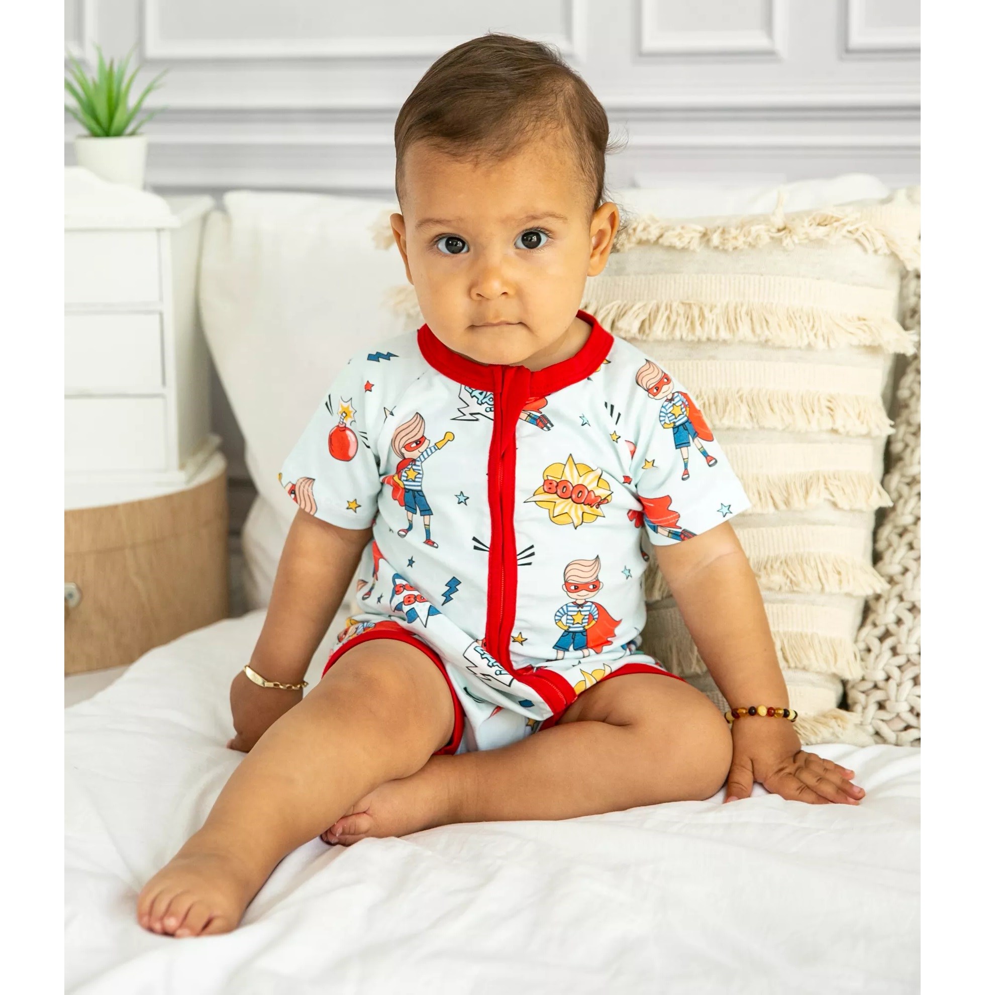 Kidzee Super Boy Zee-Romper Kısa Kollu Şort Tulum 0.5 Tog Kırmızı