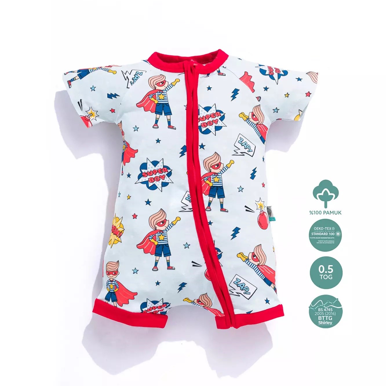 Kidzee Super Boy Zee-Romper Kısa Kollu Şort Tulum 0.5 Tog Kırmızı