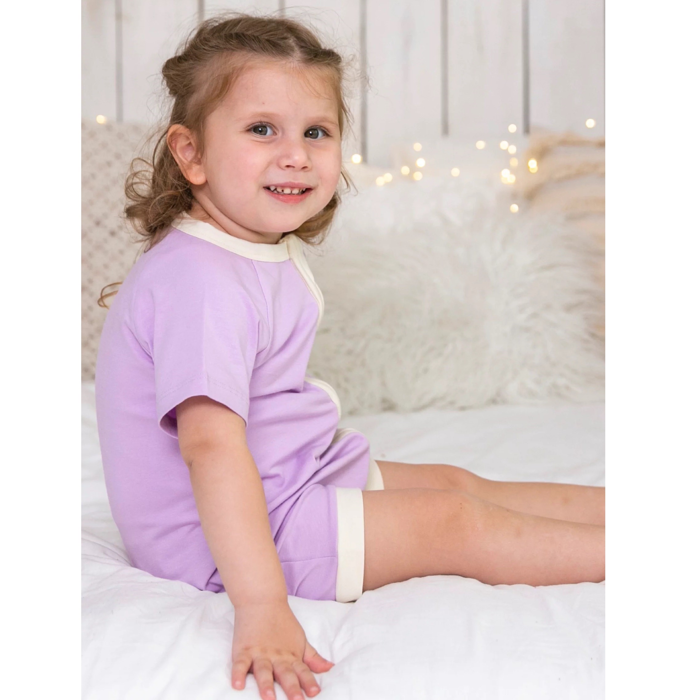 Kidzee Lilac Zee-Romper Kısa Kollu Şort Tulum 0.5 Tog Mor
