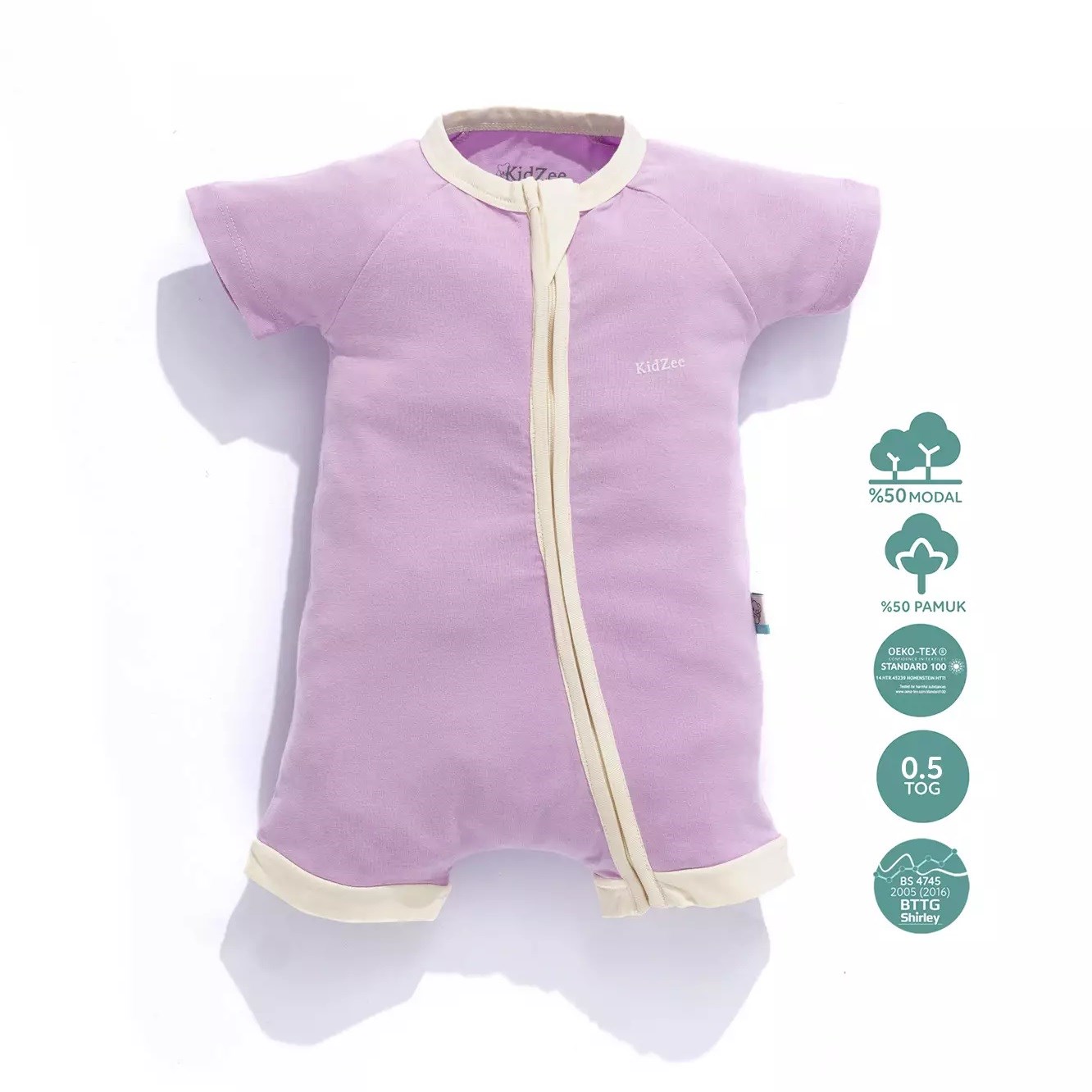 Kidzee Lilac Zee-Romper Kısa Kollu Şort Tulum 0.5 Tog Mor