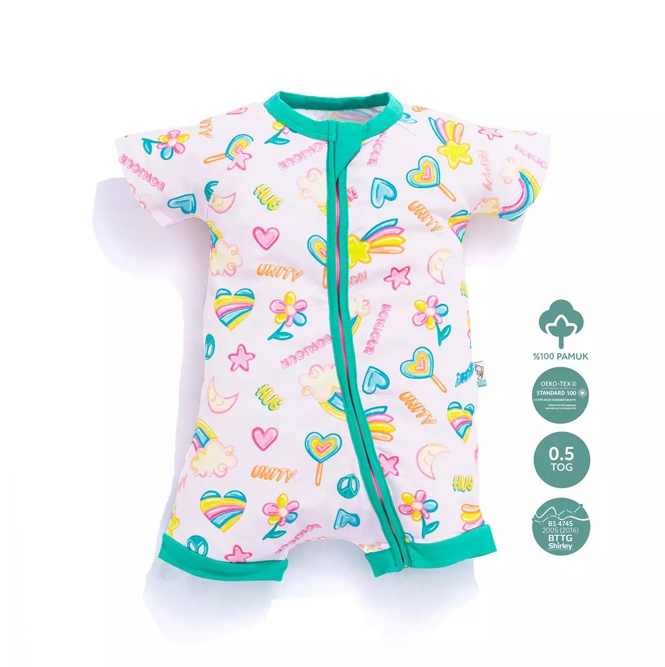 Kidzee Sugar Candy Zee-Romper Kısa Kollu Şort Tulum 0.5 Tog Yeşil