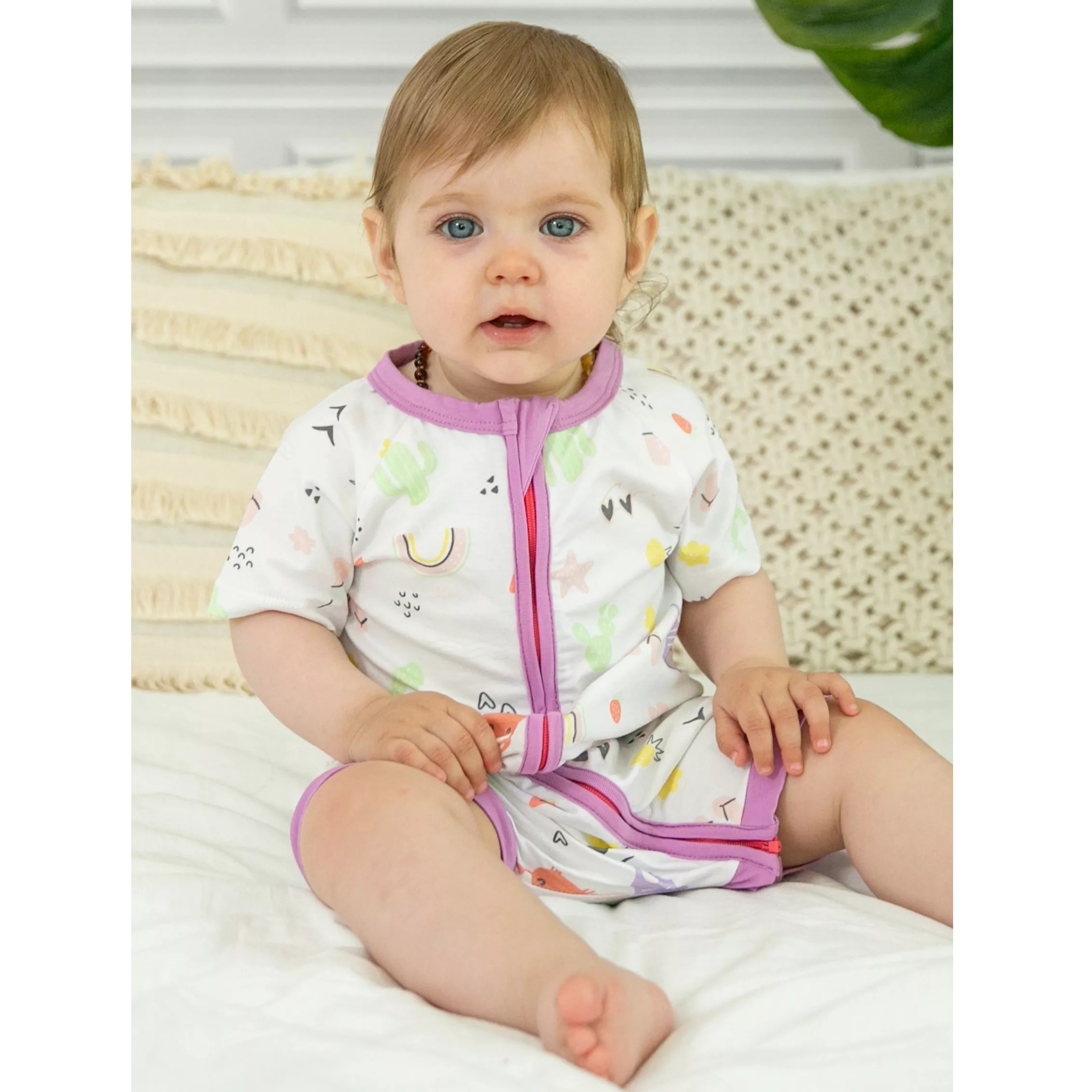 Kidzee Summer Love Zee-Romper Kısa Kollu Şort Tulum 0.5 Tog Mor