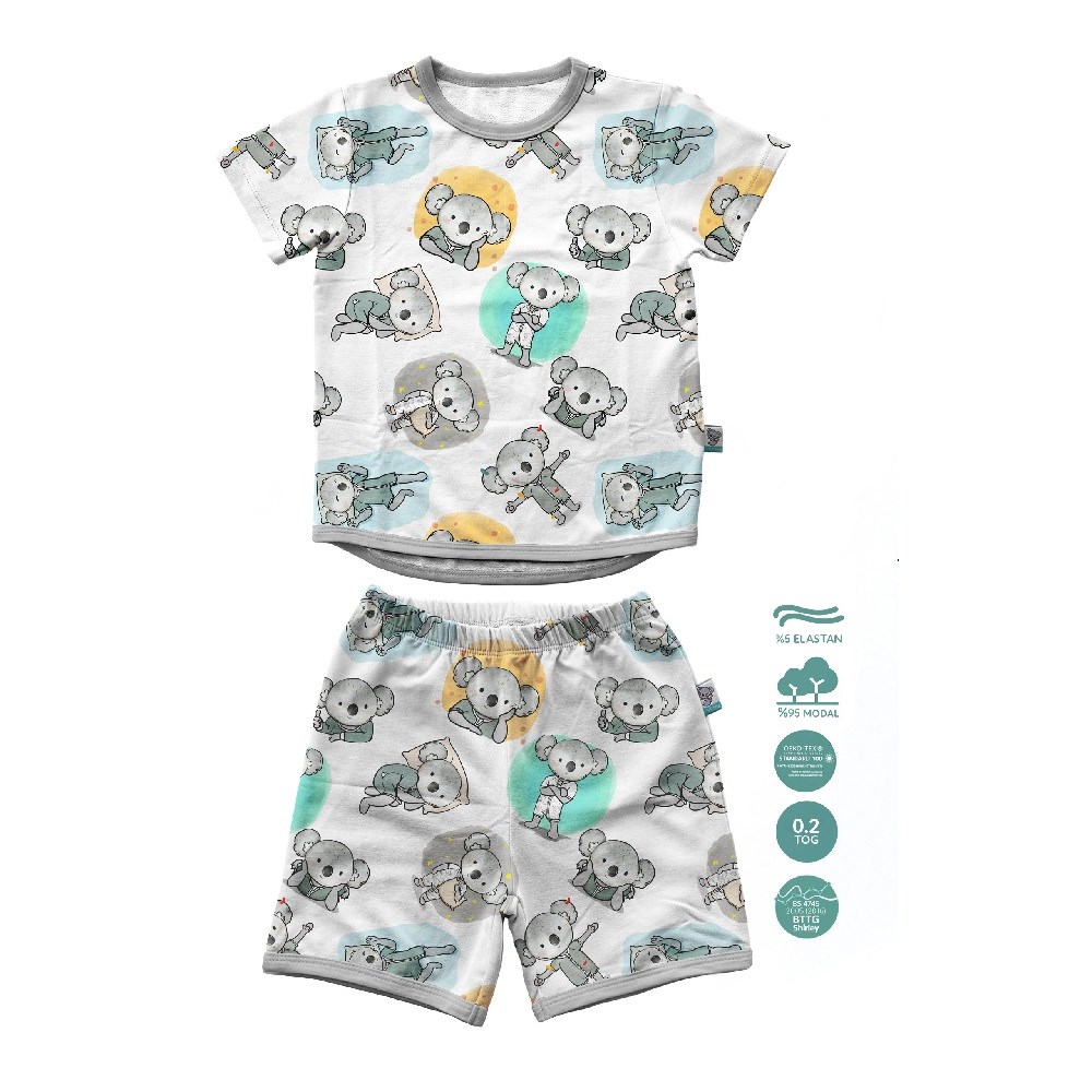 Kidzee Koala Kısa Kollu Şortlu Pijama Takımı 0.2 Tog Beyaz