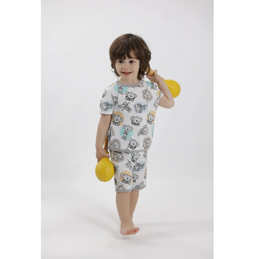 Kidzee Koala Kısa Kollu Şortlu Pijama Takımı 0.2 Tog Beyaz