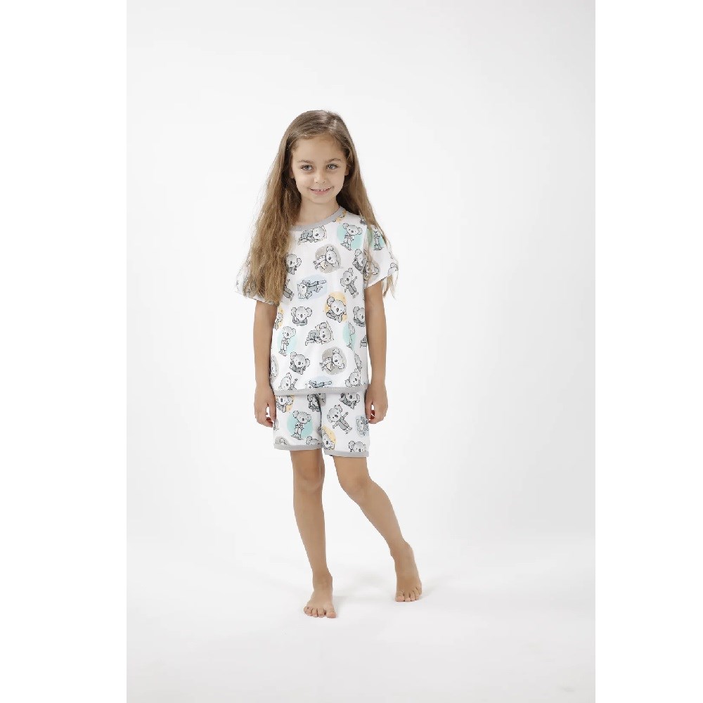 Kidzee Koala Kısa Kollu Şortlu Pijama Takımı 0.2 Tog Beyaz