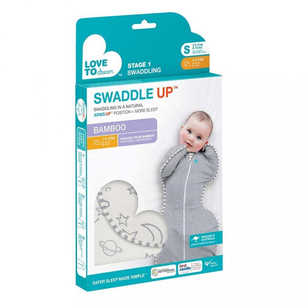 Love To Dream Swaddle Up 1.0 Tog Stars Bamboo Beyaz