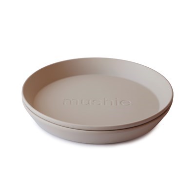 Mushie İkili Yuvarlak Yemek Tabağı - Vanilla 