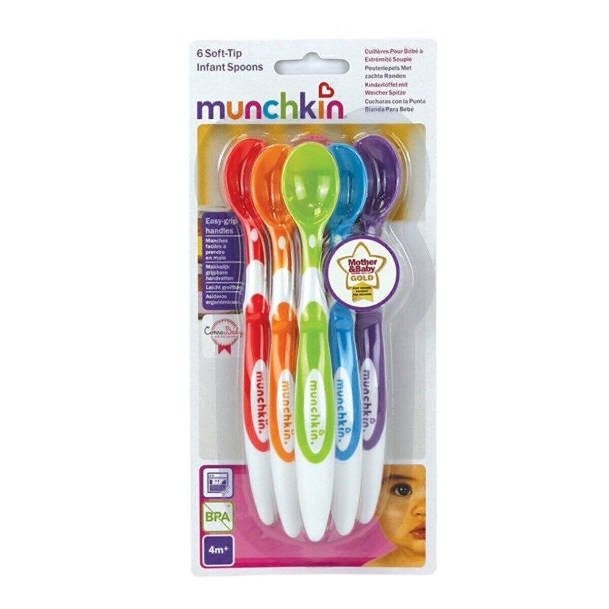 Munchkin Yumuşak Duyarlı Renkli Bebek Kaşıkları 3 ay+ 6'lı Set 