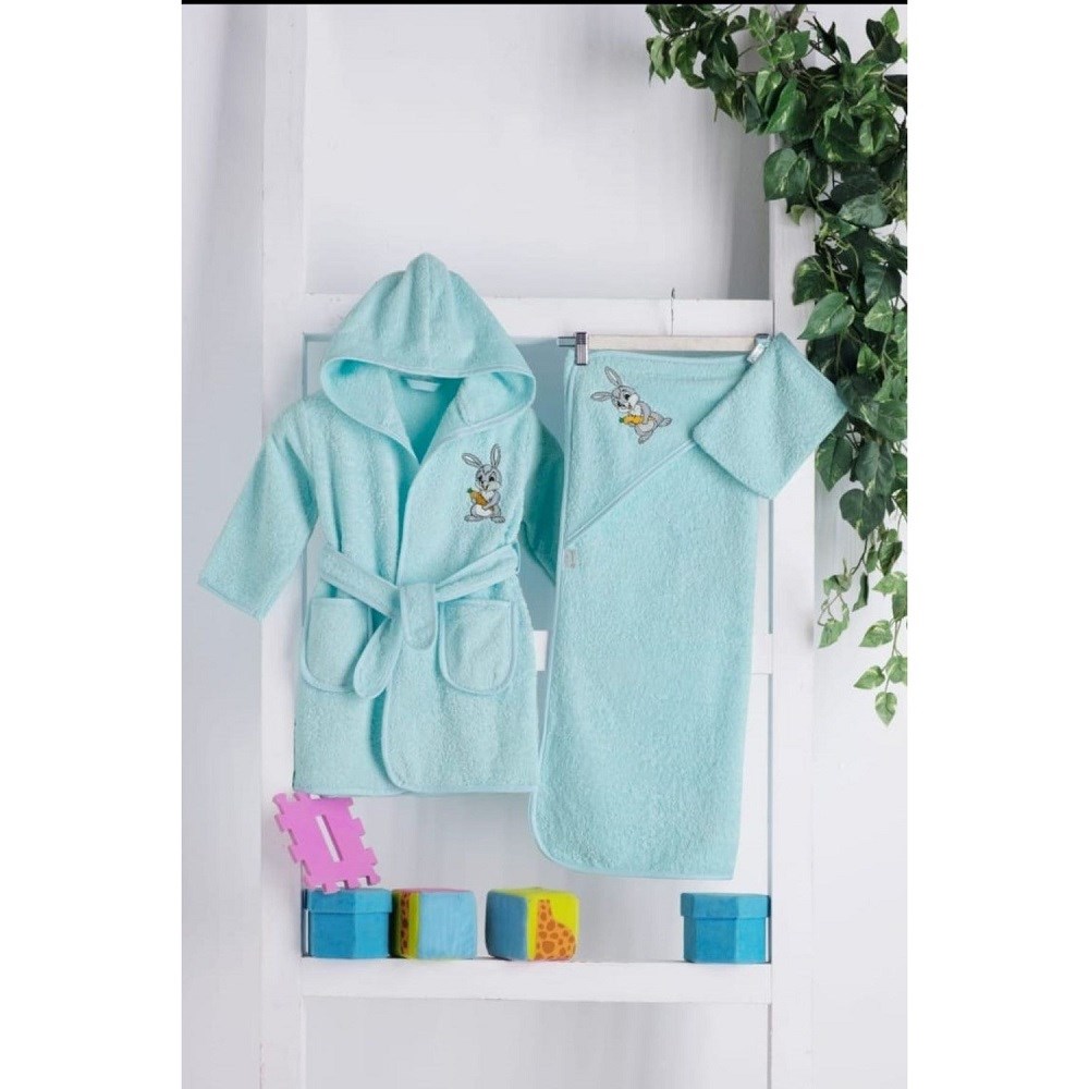 Mixibaby Havlu Bornoz 3'lü Set Yeşil