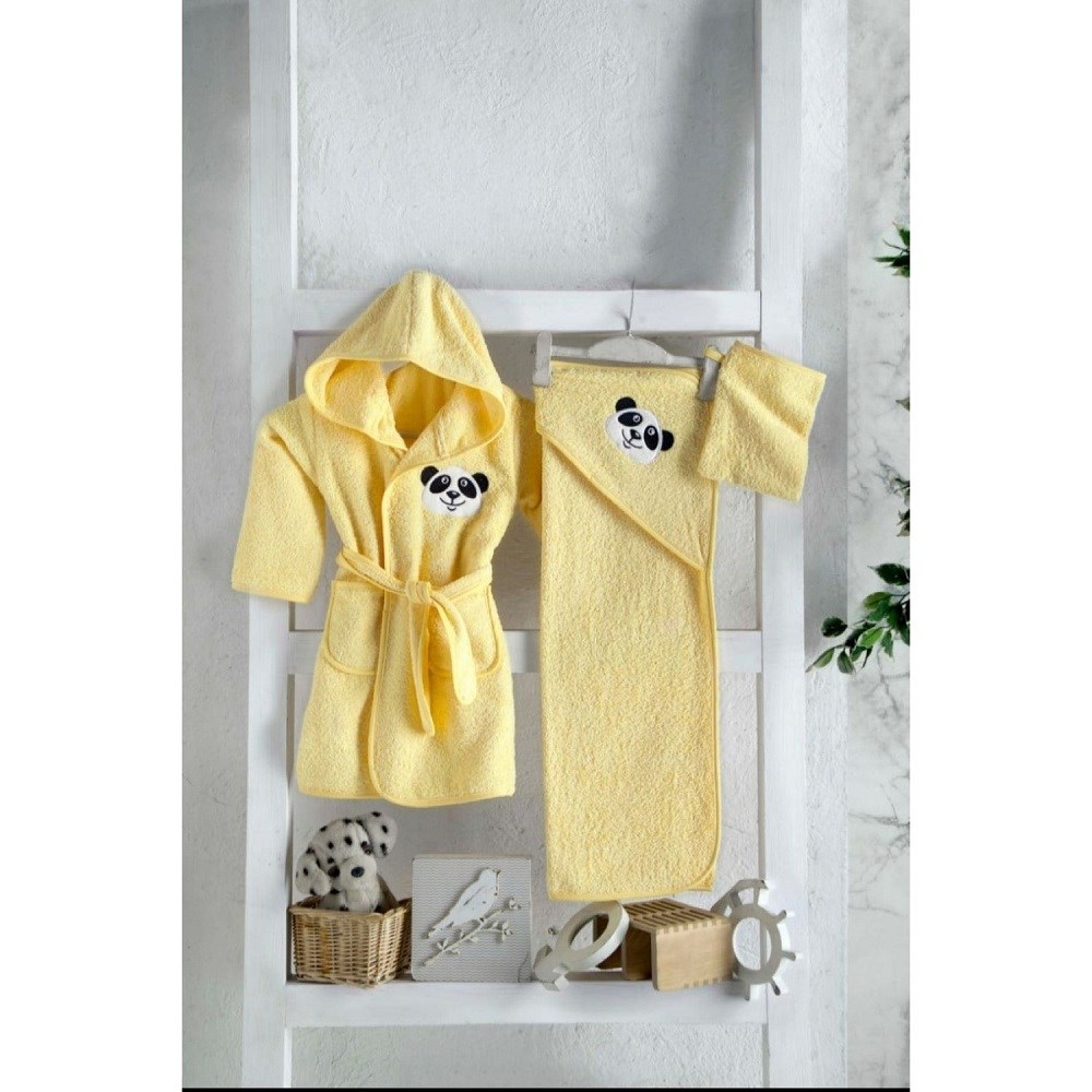 Mixibaby Havlu Bornoz 3'lü Set Sarı