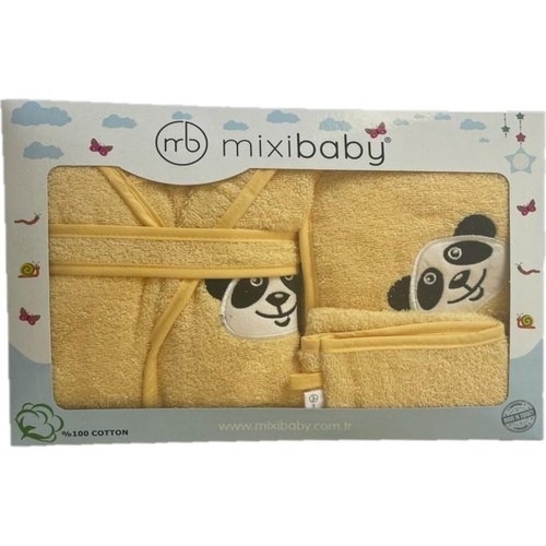 Mixibaby Havlu Bornoz 3'lü Set Sarı