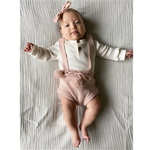 Mama Yoyo Askılı Ponponlu Triko Şort