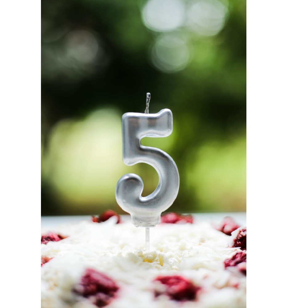 Mumay Gümüş Seri Rakam Mum 5 Yaş 