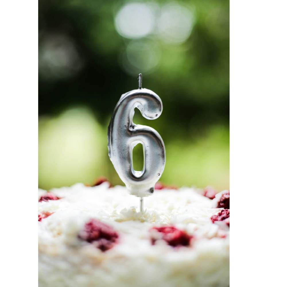 Mumay Gümüş Seri Rakam Mum 6 Yaş 