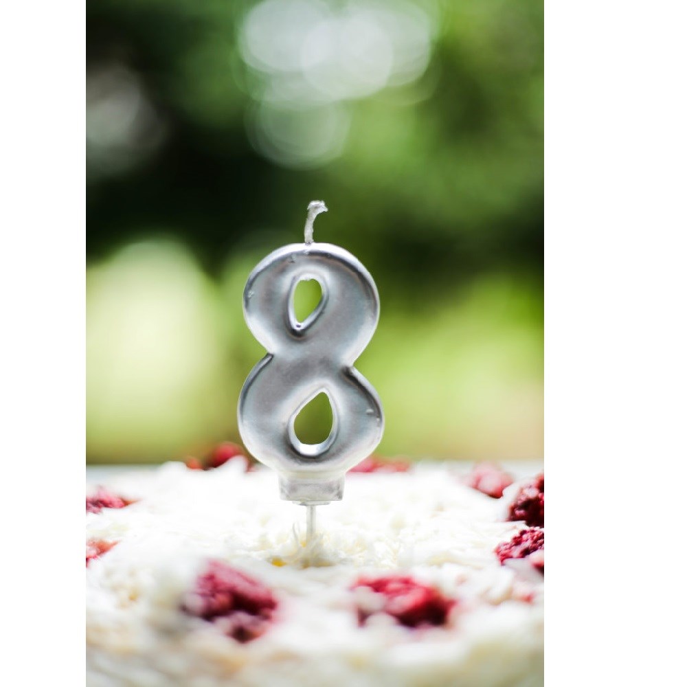 Mumay Gümüş Seri Rakam Mum 8 Yaş 