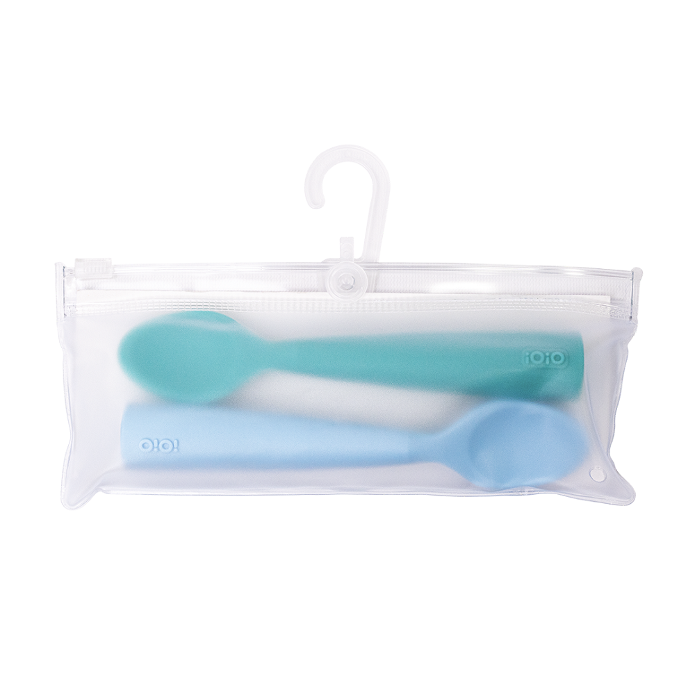 OiOi Silikon Mama Kaşığı Nam Nam 2'li Mineral Blue / Aqua Green 