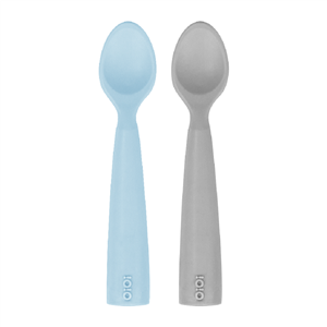 OiOi Silikon Mama Kaşığı Nam Nam 2'li Mineral Blue / Powder Grey
