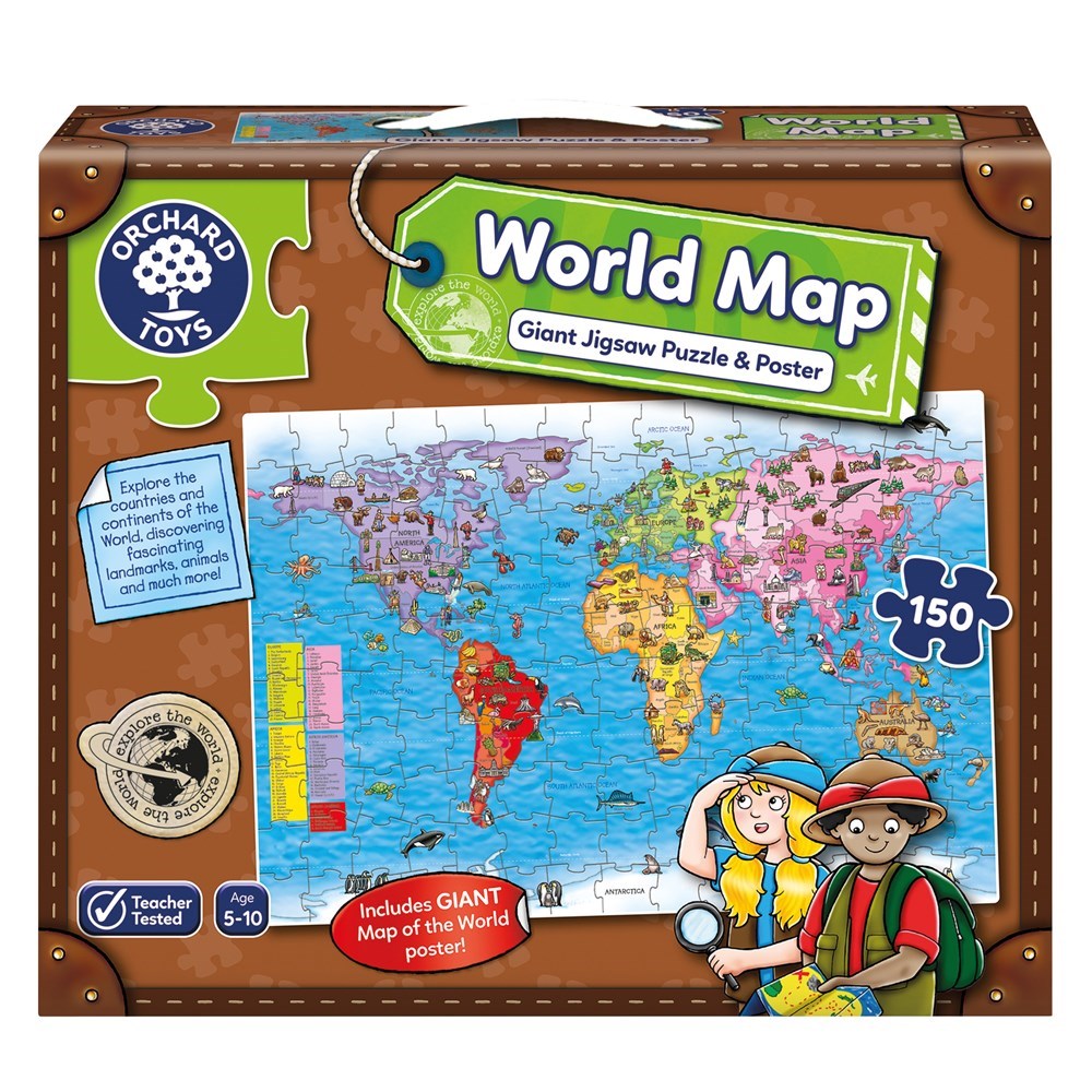 Orchard World Map Puzzle ve Poster 5-10 Yaş + Orjinal