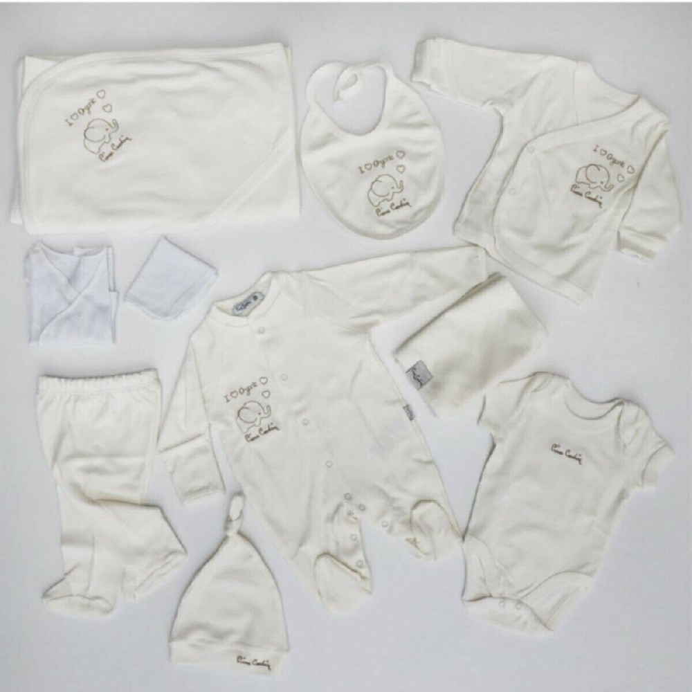 Pierre Cardin Organik Pamuklu Hastane Çıkışı 10'lu Set Beyaz