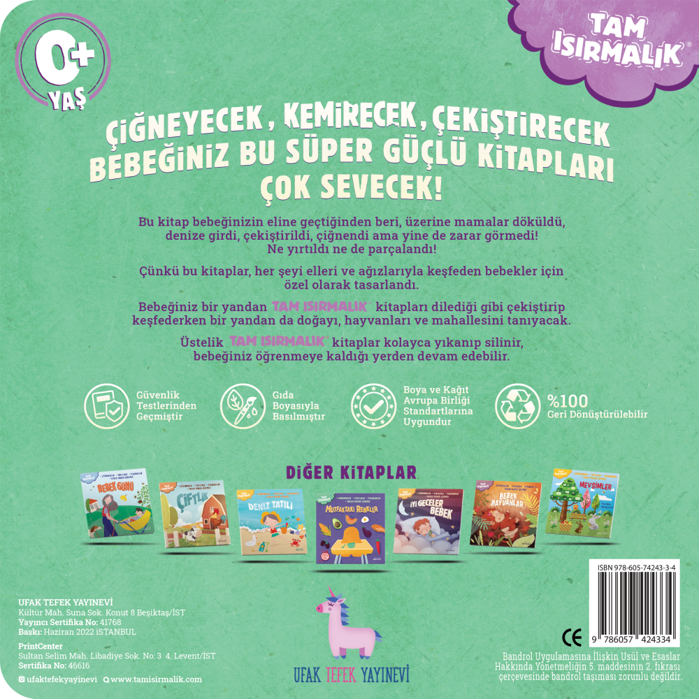 Tam Isırmalık Yırtılmayan Kitap Eğlenceli Doğa 