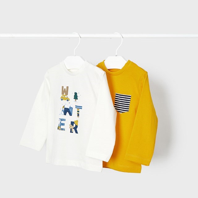 Mayoral Kışlık Erkek Bebek Uzun Kol T-shirt 2'li Set Sarı
