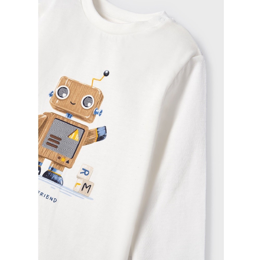 Mayoral Kışlık Erkek Bebek Uzun Kol T-shirt Krem