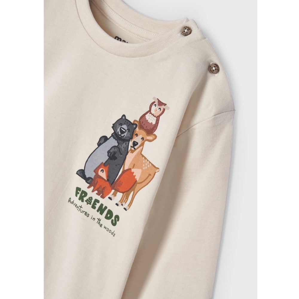 Mayoral Kışlık Erkek Bebek Uzun Kol T-shirt Krem
