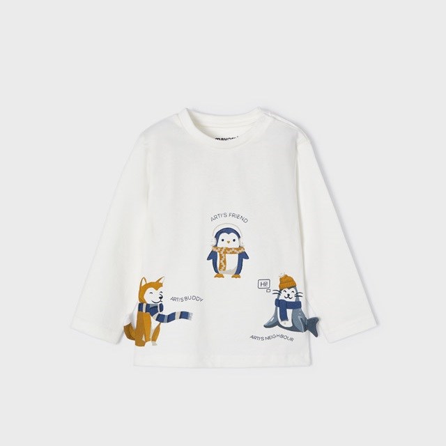 Mayoral Kışlık Erkek Bebek Uzun Kol T-shirt Krem